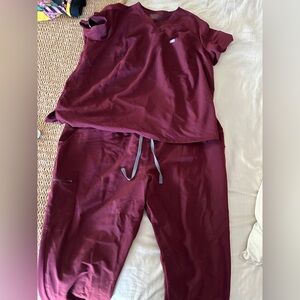 Figs Red Track Pants Joggers Relaxed Fit